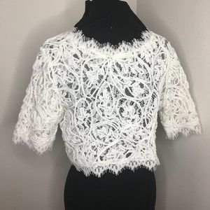 San Joy - Lace White Crop Top - Medium